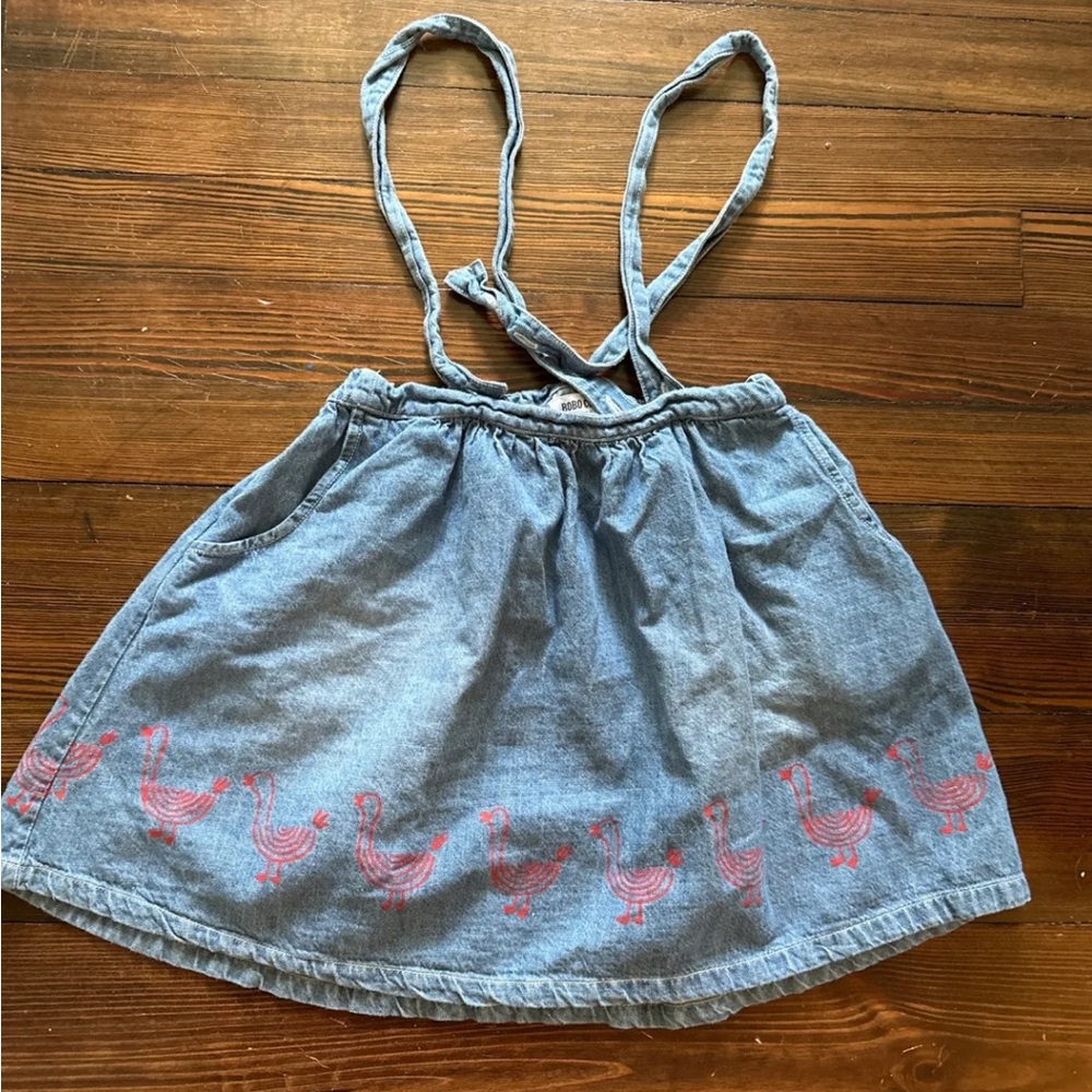 Bobo Choses soft denim duckling pinafore/skirt
